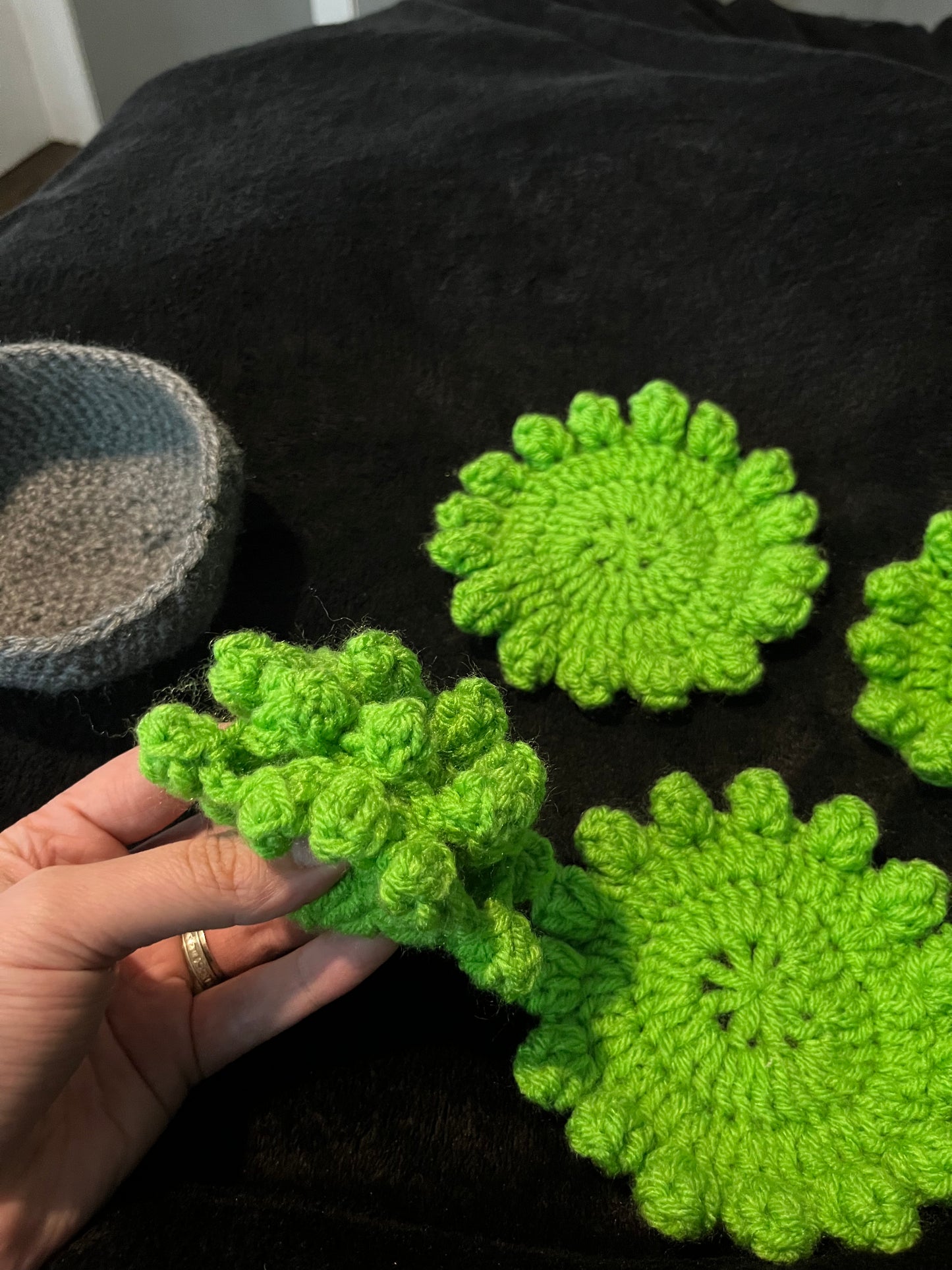 Crocheted Guacamole Coaster set
