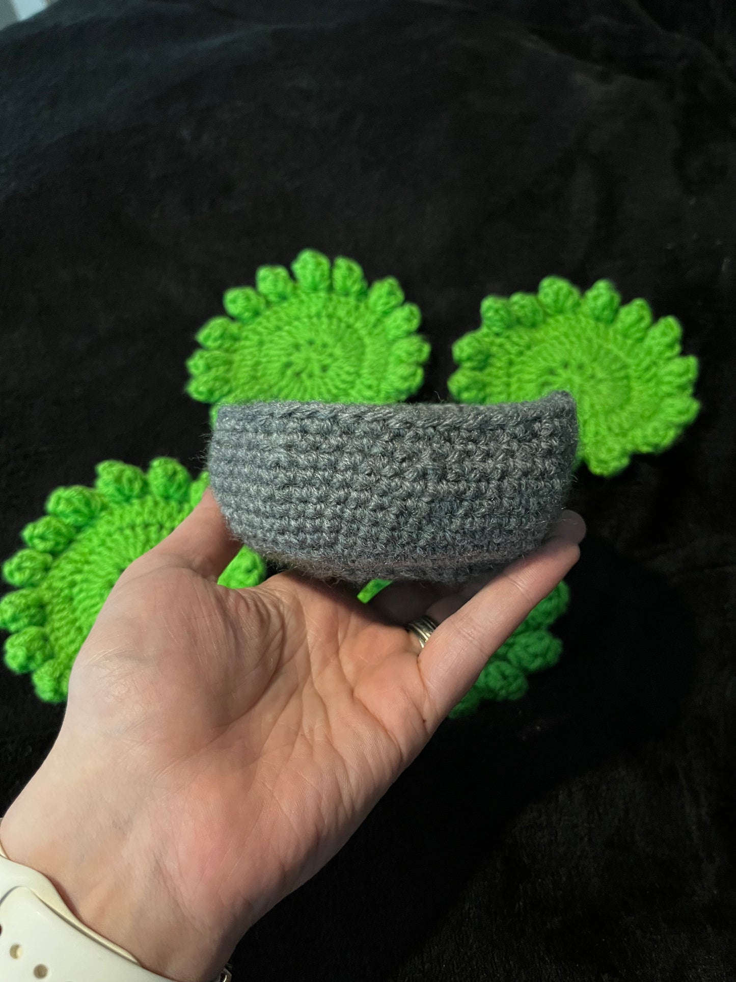 Crocheted Guacamole Coaster set