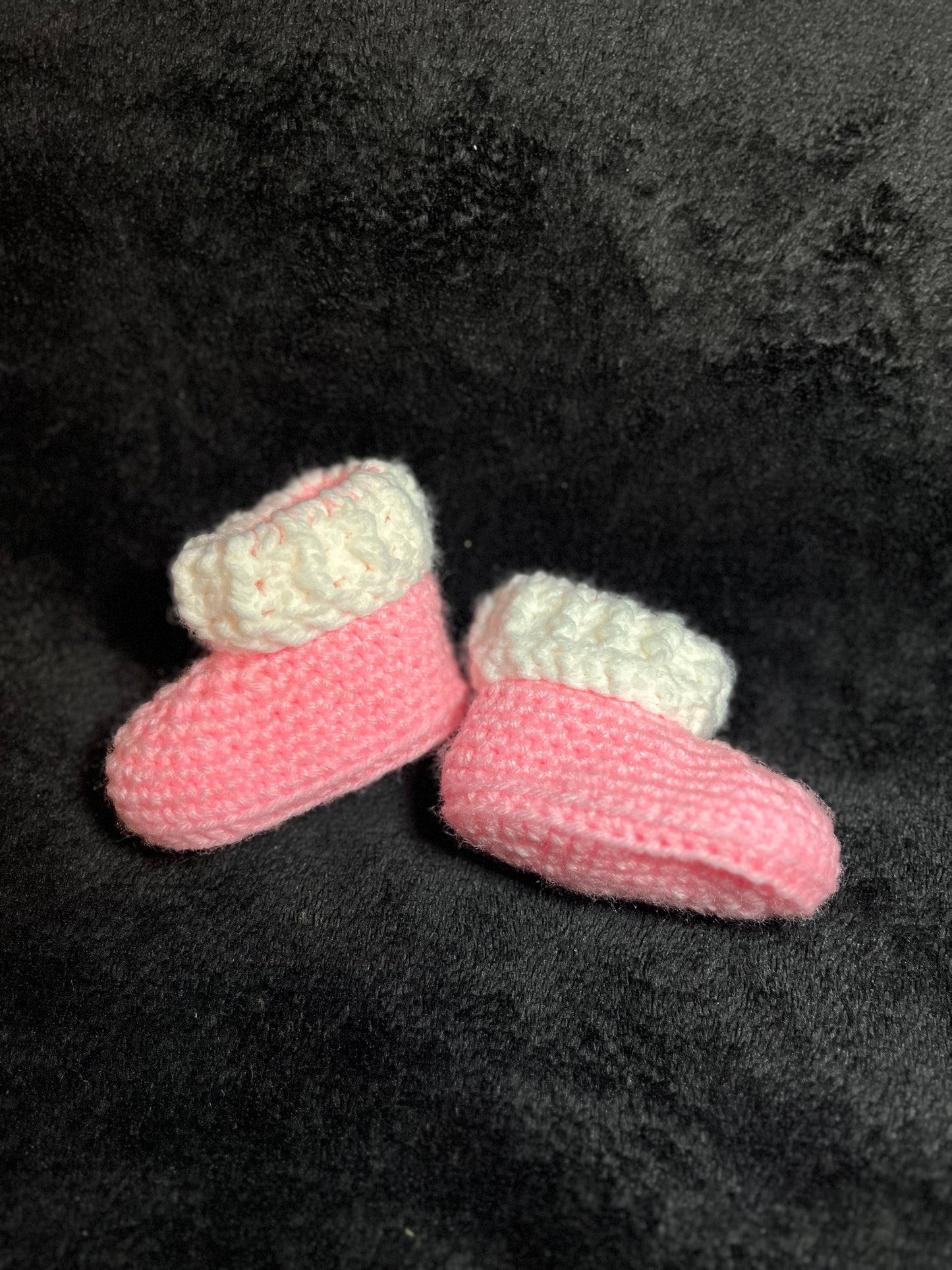 Pink newborn booties