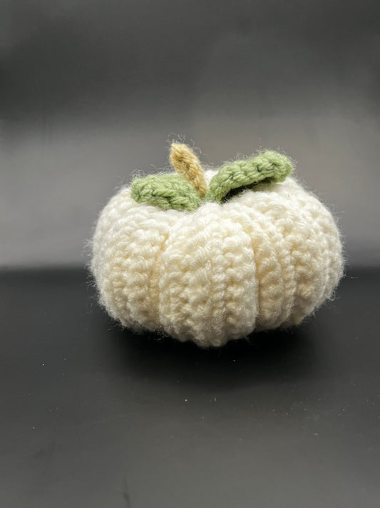 Crocheted mini white pumpkin